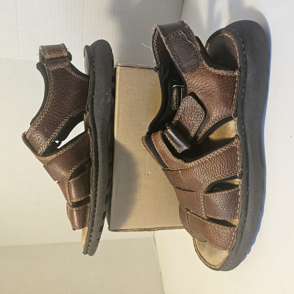 Dr. Scholl's Brown Sandals with Leather Straps and Medium Heel